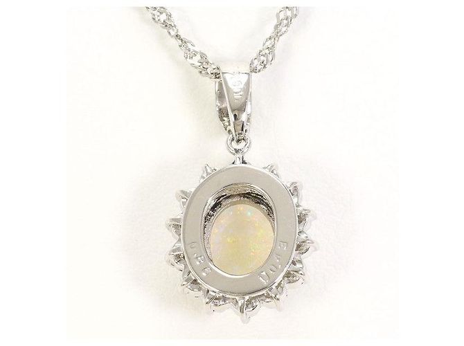 Autre Marque Collana in platino Pt900 Pt850 con opale e diamante Argento - vista 4