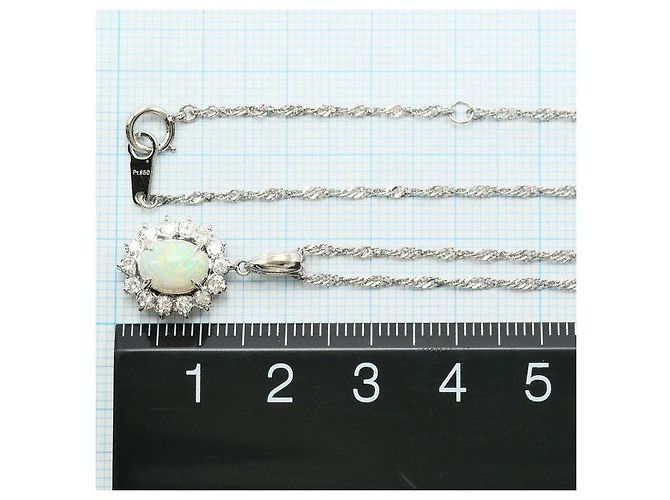 Autre Marque Collana in platino Pt900 Pt850 con opale e diamante Argento - vista 6