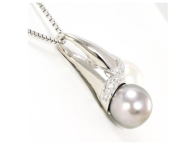 Autre Marque Collana con perle del Mar del Sud e diamanti PT900 PT850 Argento - vista 2