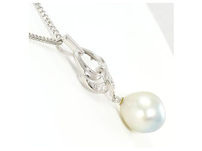 Autre Marque Collana con perle nere di Tahiti e diamanti in Pt900 Pt850 Argento - vista 2