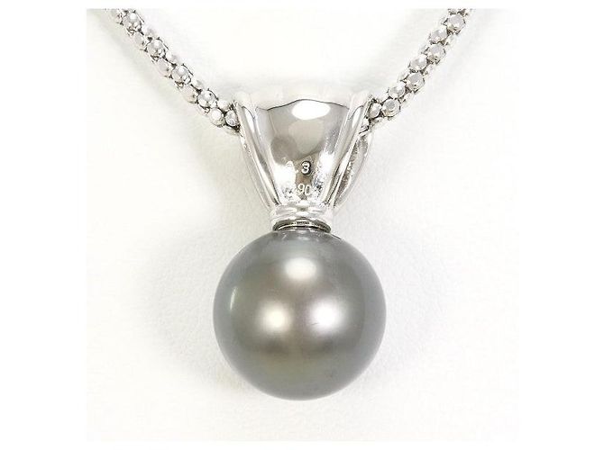 Autre Marque Collana con perla nera e diamante Pt900 Pt850 Nero - vista 3
