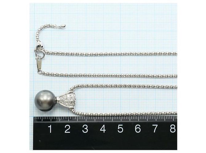 Autre Marque Collana con perla nera e diamante Pt900 Pt850 Nero - vista 5