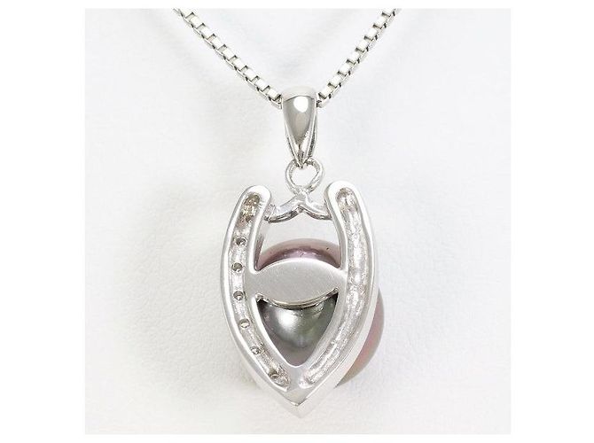 Autre Marque Collana con perla nera e diamanti in Pt900 Pt850 Nero - vista 3
