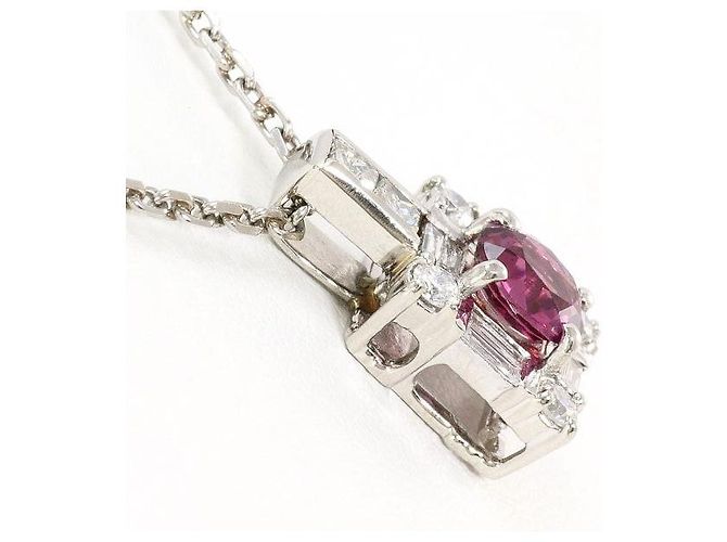 Autre Marque Collana in platino Pt900, granato rodolite e diamante Porpora - vista 2