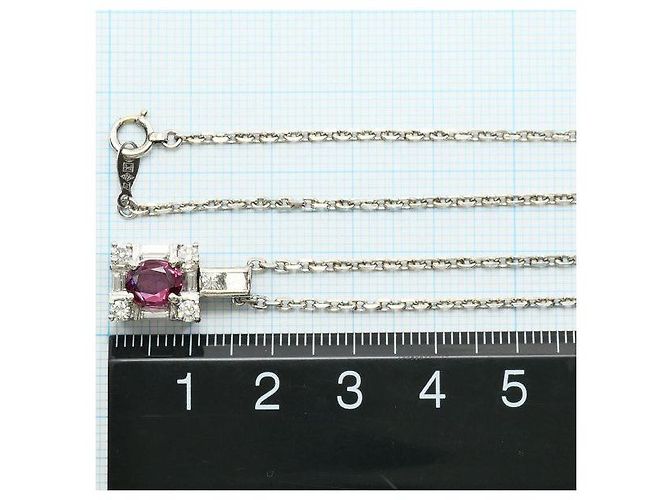 Autre Marque Collana in platino Pt900, granato rodolite e diamante Porpora - vista 5