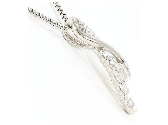 Autre Marque Platin-Diamant-Halskette PT900 PT850 Silber - Ansicht 2