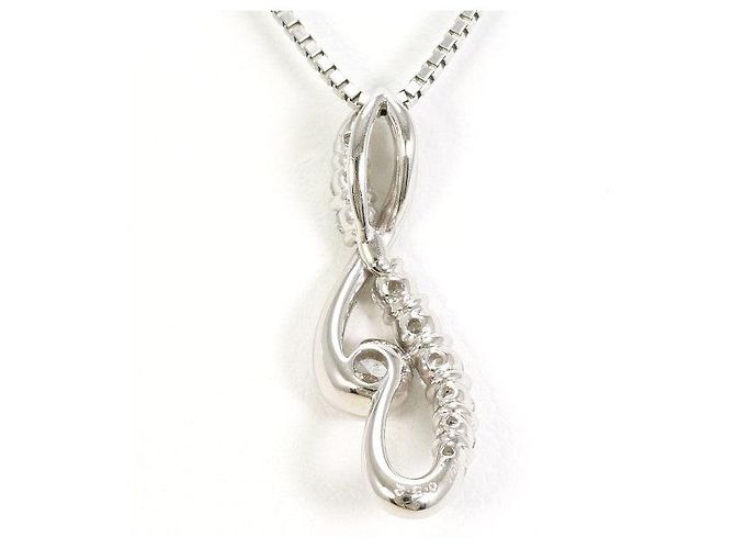 Autre Marque Platin-Diamant-Halskette PT900 PT850 Silber - Ansicht 3