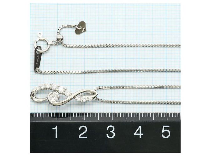 Autre Marque Platin-Diamant-Halskette PT900 PT850 Silber - Ansicht 5