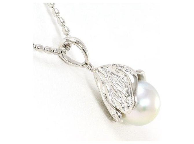 Autre Marque Collana in platino PT900 PT850 perla Akoya e diamante Argento - vista 2