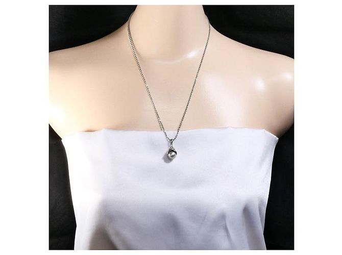 Autre Marque Collana in platino PT900 PT850 perla Akoya e diamante Argento - vista 6