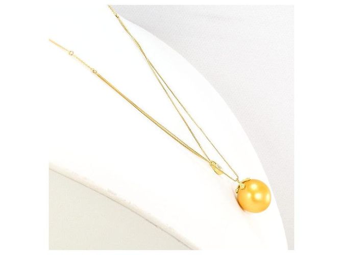 Autre Marque Collana in Au750 Perla e Diamante Giallo D'oro - vista 2