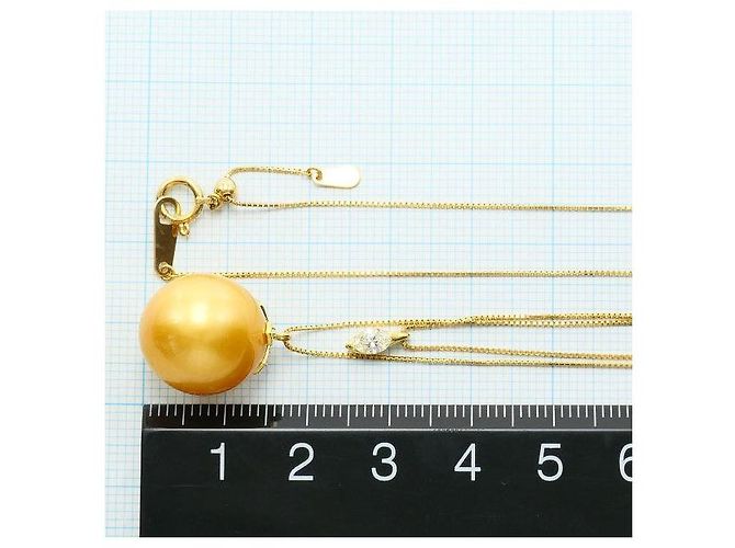 Autre Marque Collana in Au750 Perla e Diamante Giallo D'oro - vista 6
