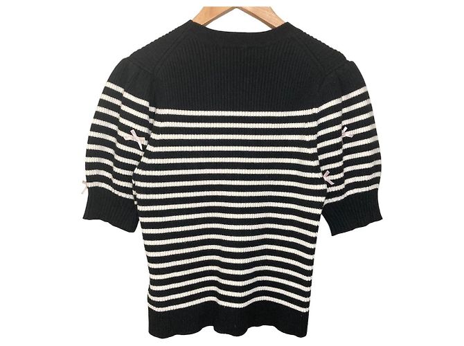 Autre Marque FURFUR Gestreifter Strickpullover Schwarz - Ansicht 2