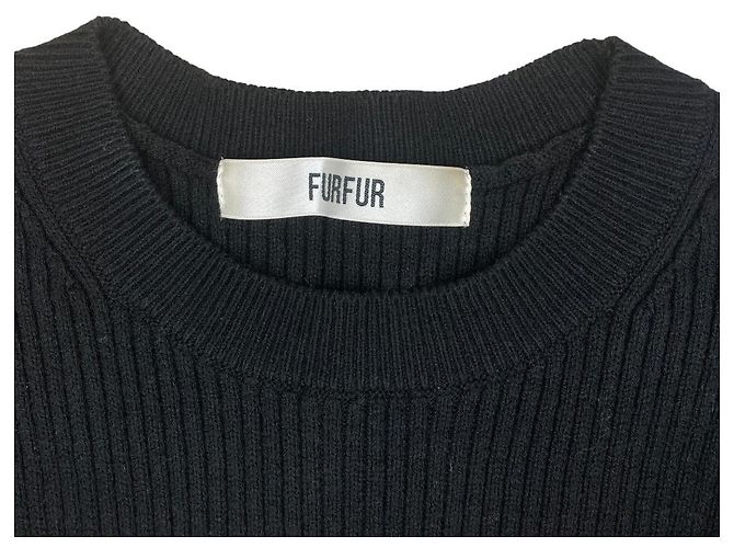 Autre Marque FURFUR Gestreifter Strickpullover Schwarz - Ansicht 3