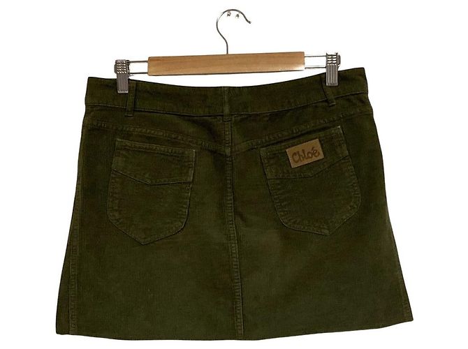 Chloé Chloe Cord-Rock Grün Khaki - Ansicht 2