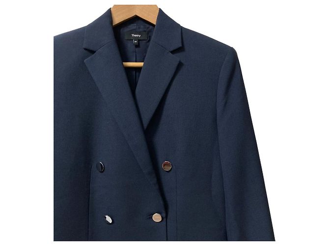 theory OXFORD WOOL BOXY DB JKT Chaqueta de lana Azul Azul marino - vista 2
