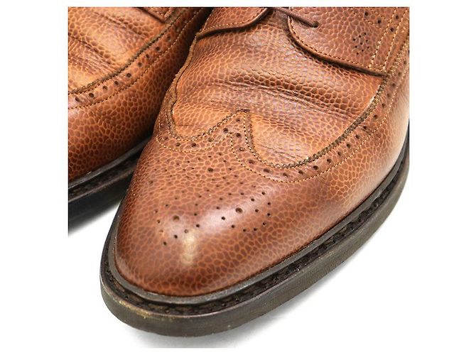 Scarpe derby brogue in pelle granulata Paraboot Marrone - vista 3