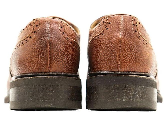 Scarpe derby brogue in pelle granulata Paraboot Marrone - vista 5