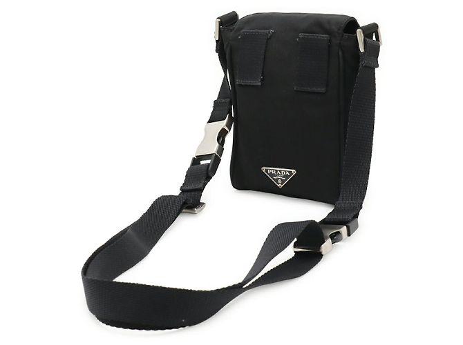 Borsa a tracolla 2 way in nylon e pelle con logo Triangle Prada Nero - vista 2