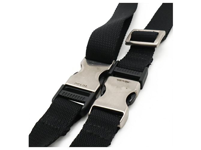 Borsa a tracolla 2 way in nylon e pelle con logo Triangle Prada Nero - vista 4