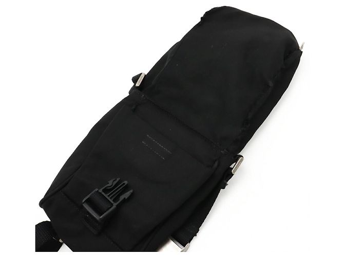 Borsa a tracolla 2 way in nylon e pelle con logo Triangle Prada Nero - vista 6