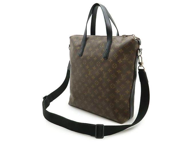 Borsa tote Louis Vuitton Monogram Macassar borsa a tracolla 2way Marrone Nero - vista 2