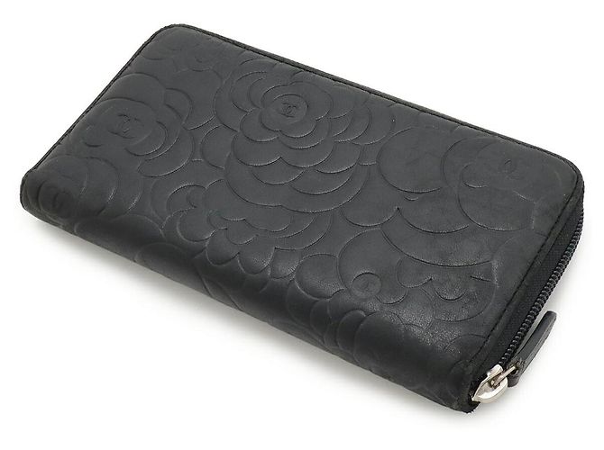 Portafoglio lungo con zip in pelle Camellia di Chanel Nero - vista 2