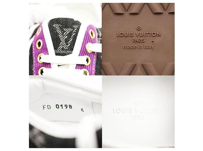 Sneakers Louis Vuitton Trocadero Monogram Denim Corduroy Nero Porpora - vista 10