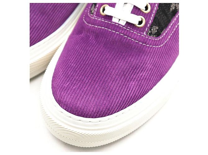 Sneakers Louis Vuitton Trocadero Monogram Denim Corduroy Nero Porpora - vista 3
