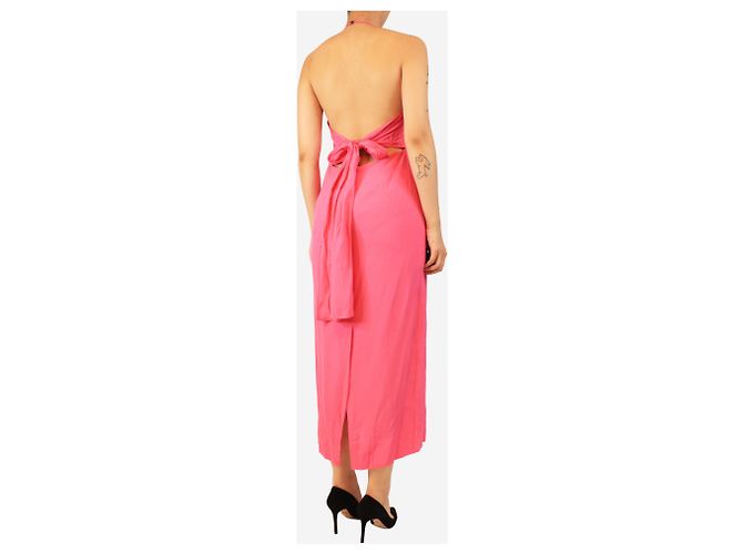 Autre Marque Rosa Midikleid mit Neckholder - Größe UK 10 Pink - Ansicht 2