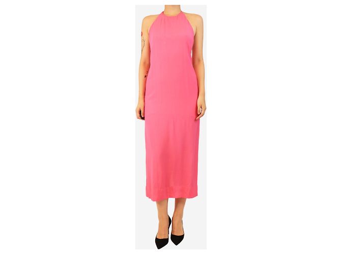 Autre Marque Rosa Midikleid mit Neckholder - Größe UK 10 Pink - Ansicht 3