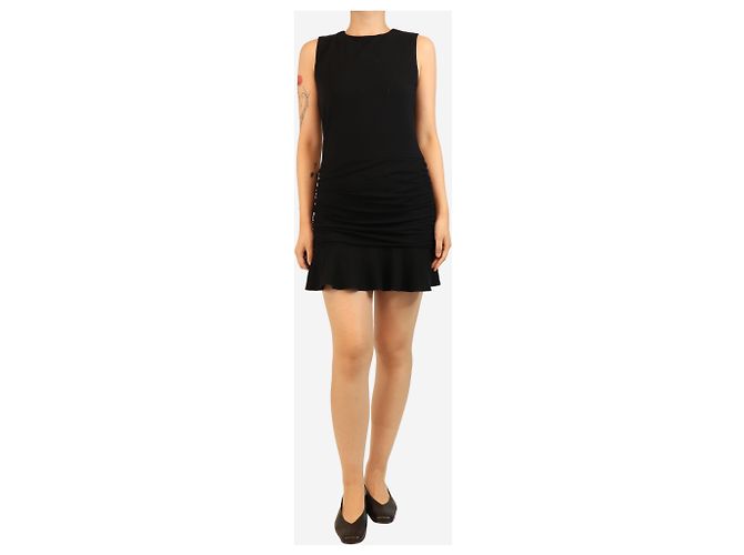 Reformation Ärmelloses schwarzes Mini-Kleid mit Raffung - Größe S - Ansicht 3