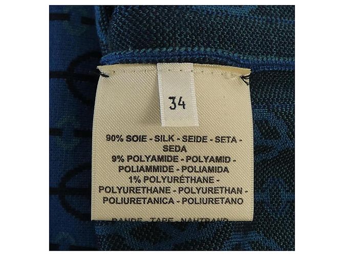 Hermès Vestido de seda Hermes CLIQUETIS Azul - vista 3