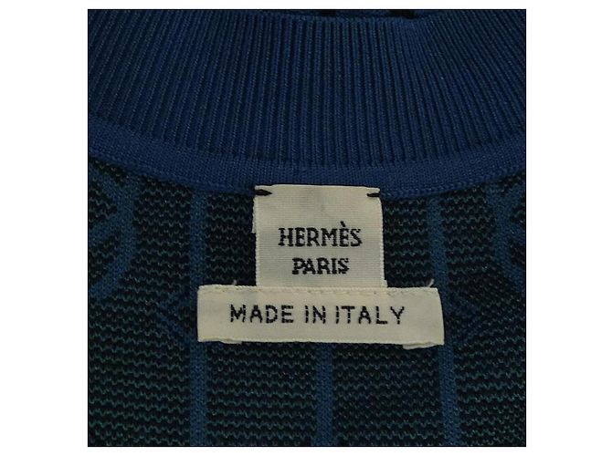Hermès Vestido de seda Hermes CLIQUETIS Azul - vista 5