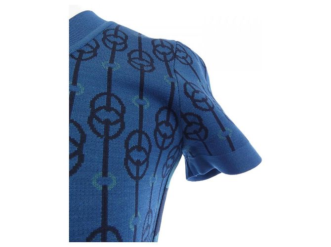 Hermès Vestido de seda Hermes CLIQUETIS Azul - vista 7