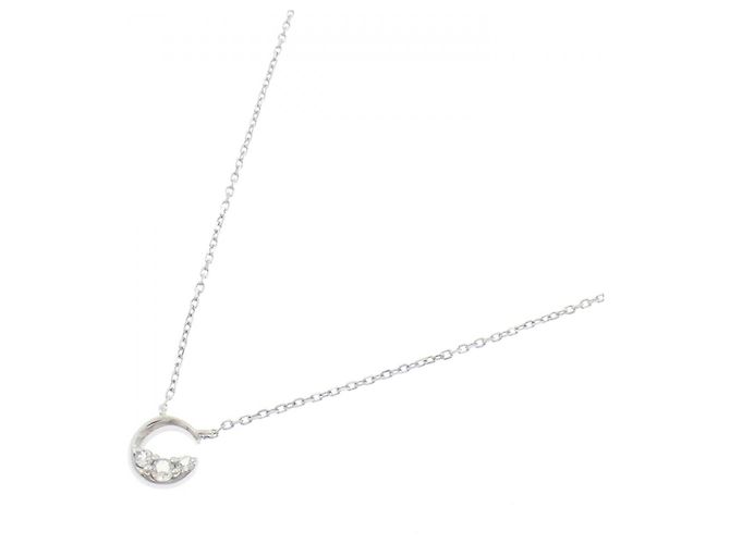 Autre Marque Collana in oro bianco K10 con topazio bianco e pietra di luna 4°C Argento - vista 2