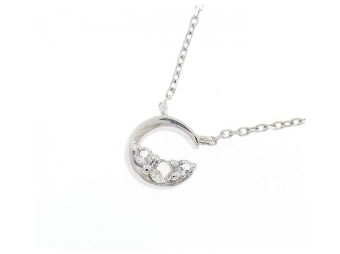 Autre Marque Collana in oro bianco K10 con topazio bianco e pietra di luna 4°C Argento - vista 3