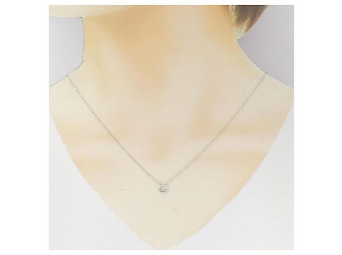 Autre Marque Collana in oro bianco K10 con topazio bianco e pietra di luna 4°C Argento - vista 6