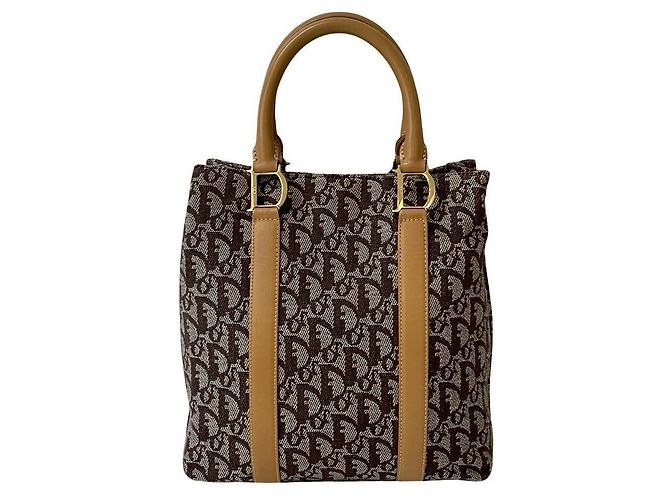 Borsa a mano Christian Dior Trotter Canvas Leather Marrone Beige - vista 2