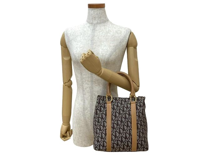 Borsa a mano Christian Dior Trotter Canvas Leather Marrone Beige - vista 3