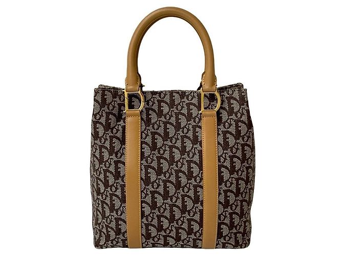 Borsa a mano Christian Dior Trotter Canvas Leather Marrone Beige - vista 4