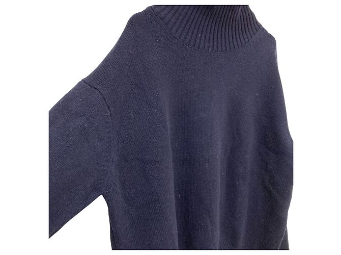 Autre Marque Lounge-Kleid aus Wolle mit Rollkragen Blau Marineblau - Ansicht 2