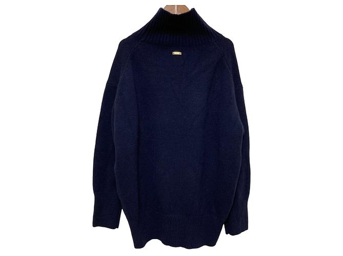 Autre Marque Lounge-Kleid aus Wolle mit Rollkragen Blau Marineblau - Ansicht 3