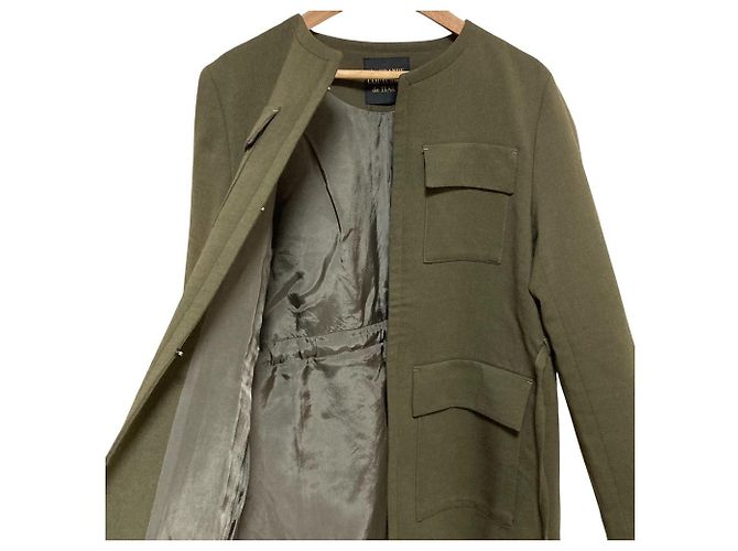 Autre Marque Cappotto senza collo TIARA Verde Cachi - vista 2