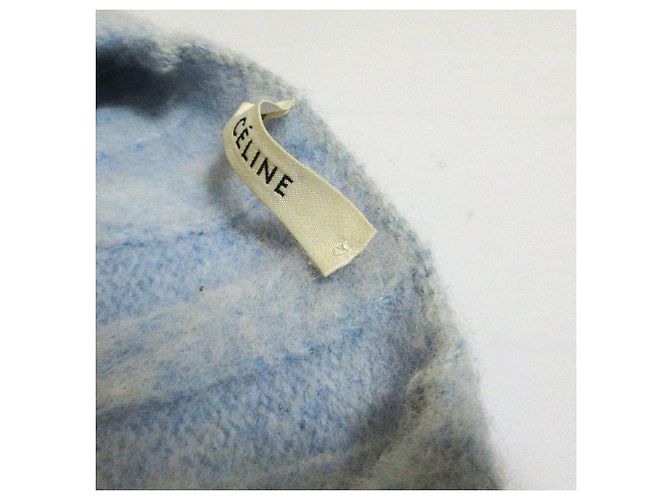 Céline Celine Mini-Strickkleid mit V-Ausschnitt und breitem Rippenstrick Blau Hellblau - Ansicht 13