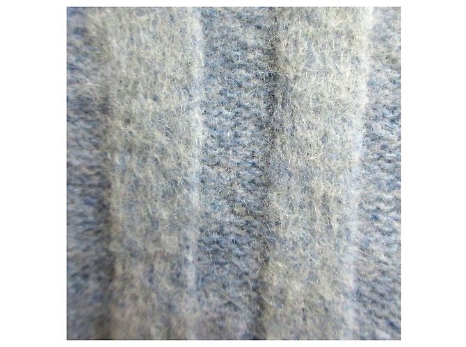 Céline Celine Mini-Strickkleid mit V-Ausschnitt und breitem Rippenstrick Blau Hellblau - Ansicht 3