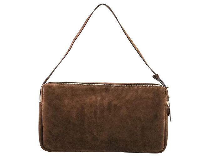 Autre Marque Borsa a Spalla Elleme Trousse Large Suede Marrone - vista 2