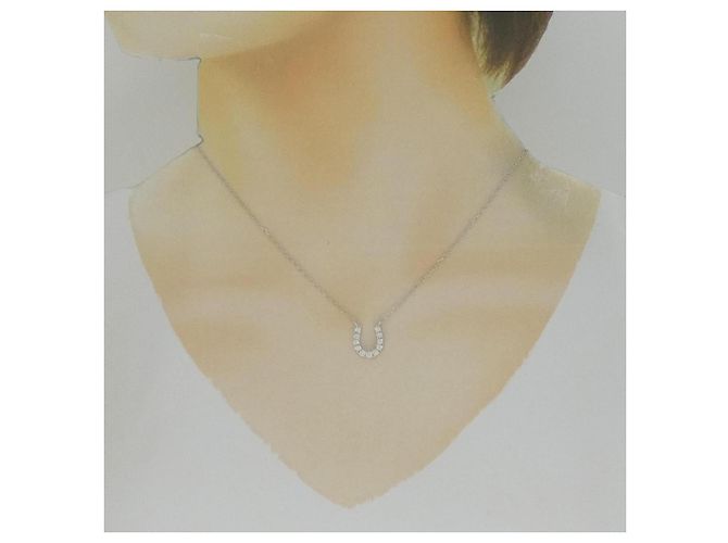 Autre Marque Collana Horseshoe in Diamanti Au750 Argento - vista 6