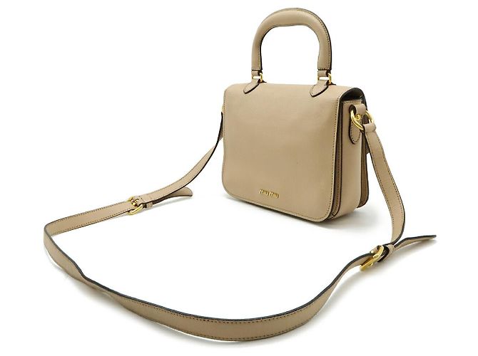 Borsa a mano in pelle Madras Miu Miu Beige - vista 2