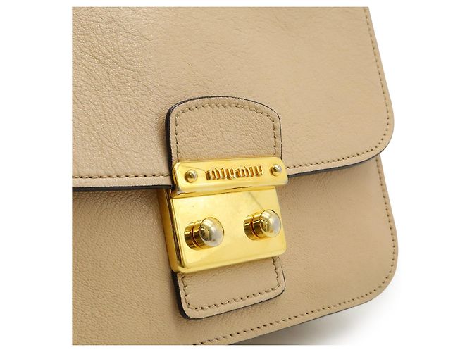 Borsa a mano in pelle Madras Miu Miu Beige - vista 8